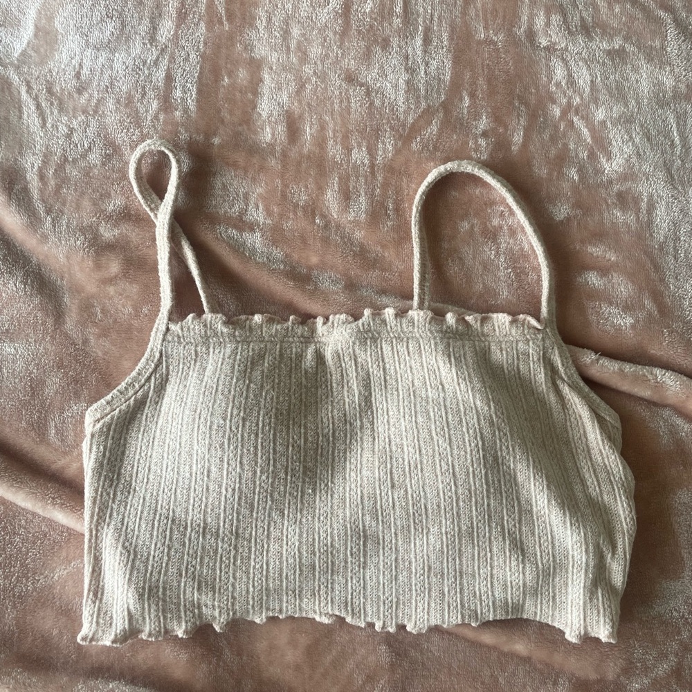 Hollister Gilly Hicks Pink Ribbed Cropped Top